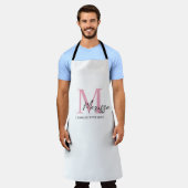 Tablier Aéron de nom personnel rose monogramme (Porté)