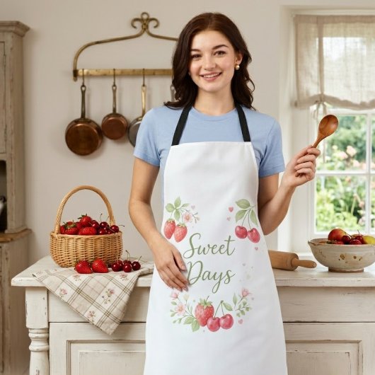Tablier Aesthetic Strawberry & Cherry Apron