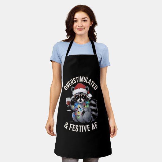 Tablier AF Raccoon Espresso Lover surstimulé et festif (Porté)