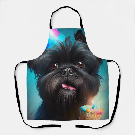 Tablier Affenpinscher fête le gâteau des ballons d'anniver (Recto)