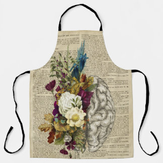 Tablier affiche d'anatomie du cerveau floral médical
