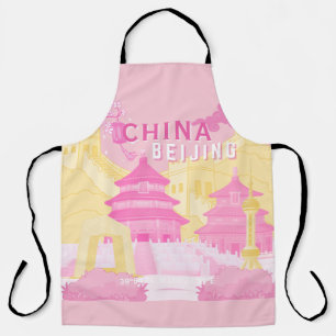Tablier Affiche de voyage à Pékin Chine Art rose et jaun