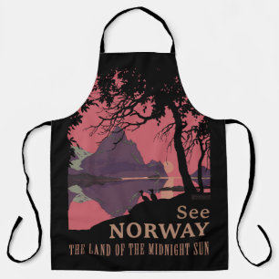 Tablier Affiche minimaliste de coucher de soleil en Norvèg