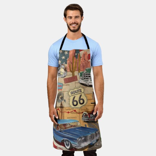 Tablier Affiche vintage Route 66. (Porté)