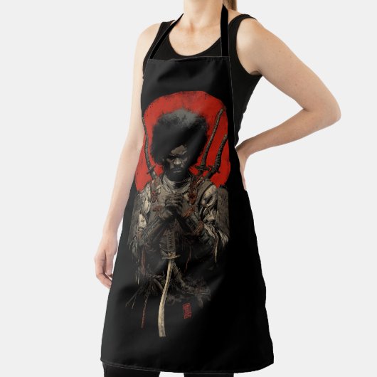 Tablier Afro Samurai Warrier Apron - Bold Red Sun Japonais (Insitu)
