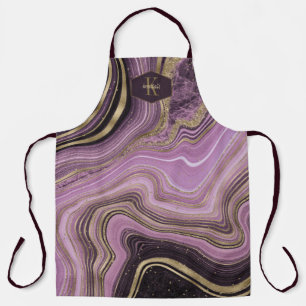 Tablier Agate Abstrait Monogramme Minuit ID827 Apron