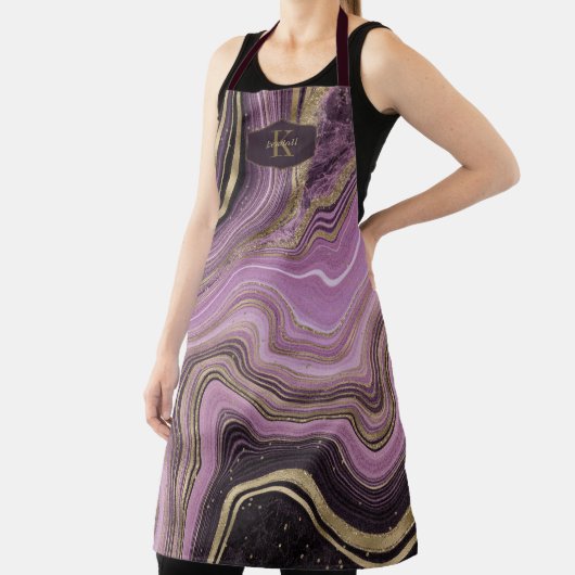 Tablier Agate Abstrait Monogramme Minuit ID827 Apron (Insitu)