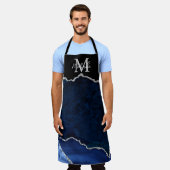 Tablier Agate de marbre bleu marine et argenté (Porté)