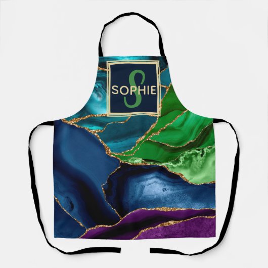 Tablier Agate de Parties scintillant d'or violet, bleu et  (Recto)