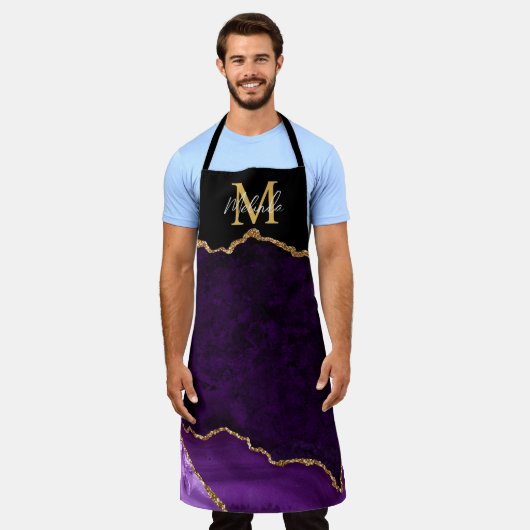 Tablier Agate en marbre violet et or (Porté)