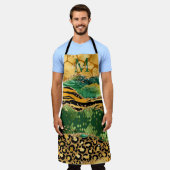 Tablier Agate Poster de animal Gold et Green Safari (Porté)