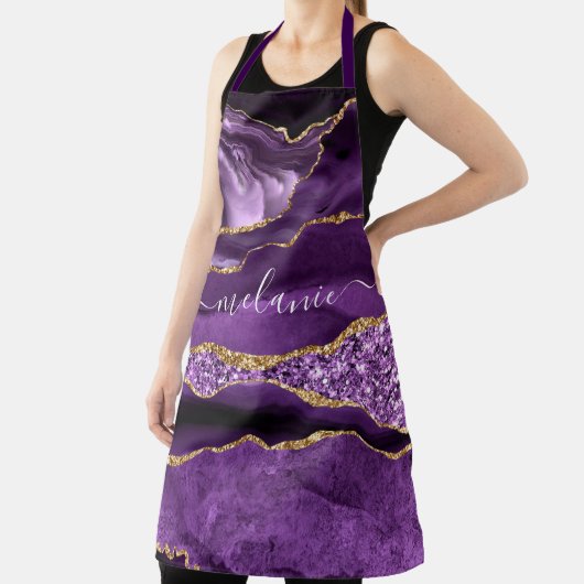 Tablier Agate Purple Gold Parties scintillant Apron avec n (Insitu)