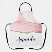 Tablier Agate rose vierge avec ruban or Élégant (Recto)