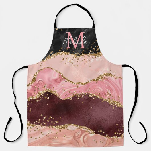 Tablier Agate sequins noir et rose (Recto)