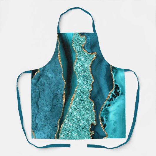 Tablier Agate Turquoise Blue Gold Parties scintillant Marb (Recto)