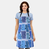 Tablier Age atomique Pop Art bleu (Porté)