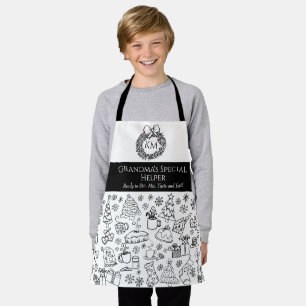 Tablier Aide de Noël pour enfants personnalisé Doodle