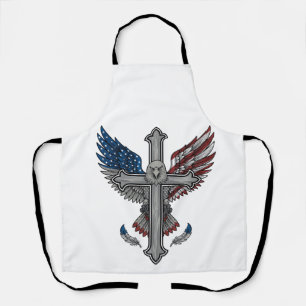 Tablier Aigle Patriotique Croix Gravure Vintage Vecteur Dé
