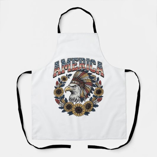 Tablier Aigle Patriotique Fleur de Tournesol Vintage Améri (Recto)