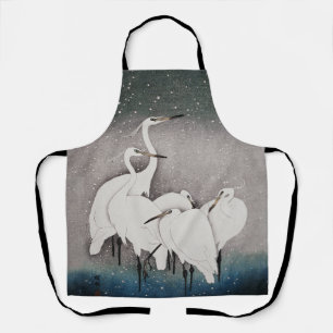 Tablier Aigrettes japonaises Grues Koson Neige d'hiver