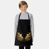Tablier Ailes d'Ange d'or sur arrière - plan noir (Porté)
