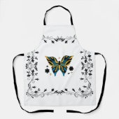 Tablier Ailes Enchantées – Papillon Noir et Bleu (Recto)