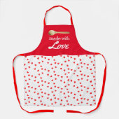 Tablier Aimer cuisiner rouge et blanc  (Recto)