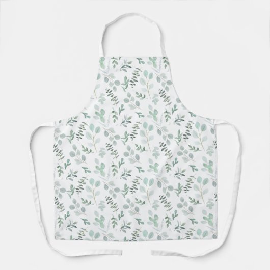 Tablier Aire Aquarelle Eucalyptus bleu Vert (Recto)
