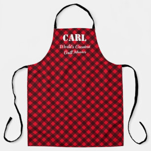 Tablier Aire BBBQ en plaid de la sériole rouge et noire p