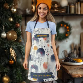 Tablier Aire botanique Abstraite d'hiver avec nom personna