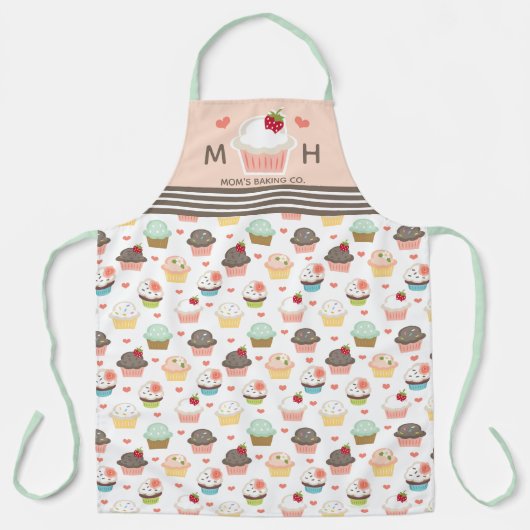 Tablier Aire de boulangerie Cupcake rose pour femmes et fi (Recto)