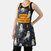 Tablier Aire d'Halloween bleu marine avec fantômes, étoile (Insitu)