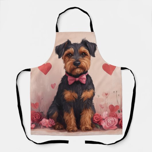 Tablier Airedale avec des roses - Saint-Valentin (Recto)