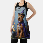 Tablier Airedale Chien Whimsical Halloween Peinture (Insitu)