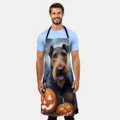 Tablier Airedale d'Halloween avec citrouilles effrayantes (Porté)