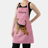 Tablier Airedale Terrier Chien Aimer Coeurs Et Nom Rose (Insitu)