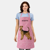Tablier Airedale Terrier Chien Aimer Coeurs Et Nom Rose (Porté)