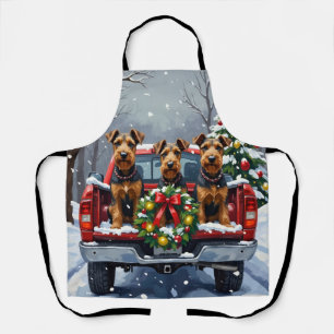 Tablier Airedale Terrier Noël Camion Rouge Fêtes