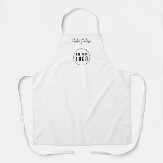 Tablier Ajouter Logo Employé Script moderne noir et blanc (Recto)