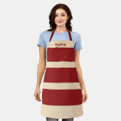Tablier Ajouter Nom Dk Rouge + Bandes Crème Kitchen Crafts (Porté)