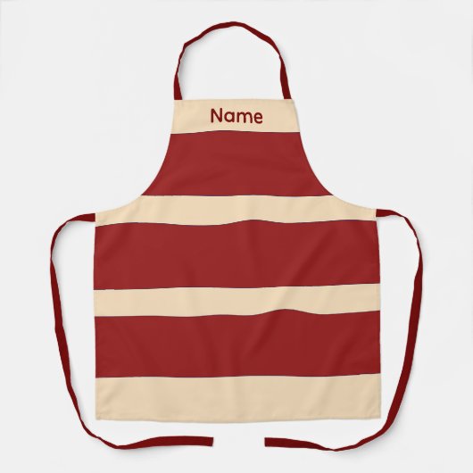 Tablier Ajouter Nom Dk Rouge + Bandes Crème Kitchen Crafts (Recto)