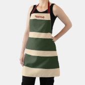 Tablier Ajouter Nom Vert + Bandes Crème Cuisine Artisanat  (Insitu)