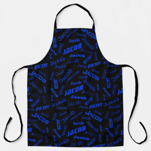 Tablier Ajouter un nom ou un mot   Bleu et noir