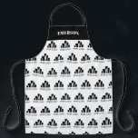 Tablier Ajouter votre nom de Motif de logo<br><div class="desc">Tablier noir avec un motif de votre logo. Ajoutez le nom de votre entreprise ou de la personne portant le tablier en haut en caractères blancs gras.</div>
