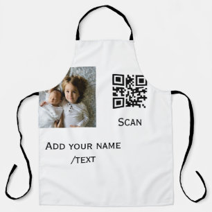 Tablier Ajoutez votre photo q r code barre nom texte détai