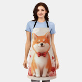 Tablier Akita avec des roses - Saint-Valentin (Porté)
