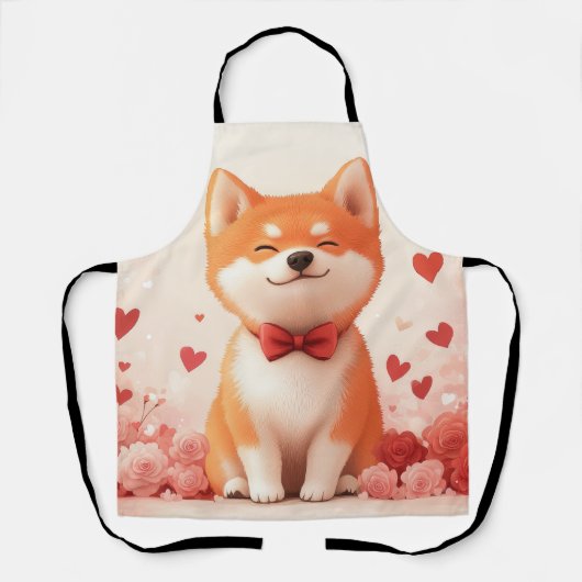 Tablier Akita avec des roses - Saint-Valentin (Recto)
