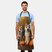 Tablier Akita Puppy Citrouille d'automne (Porté)