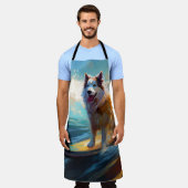 Tablier Alaskan Malamute Beach Surf Peinture (Porté)