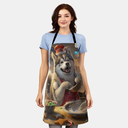 Tablier Alaskan Malamute : Noël festif (Porté)
